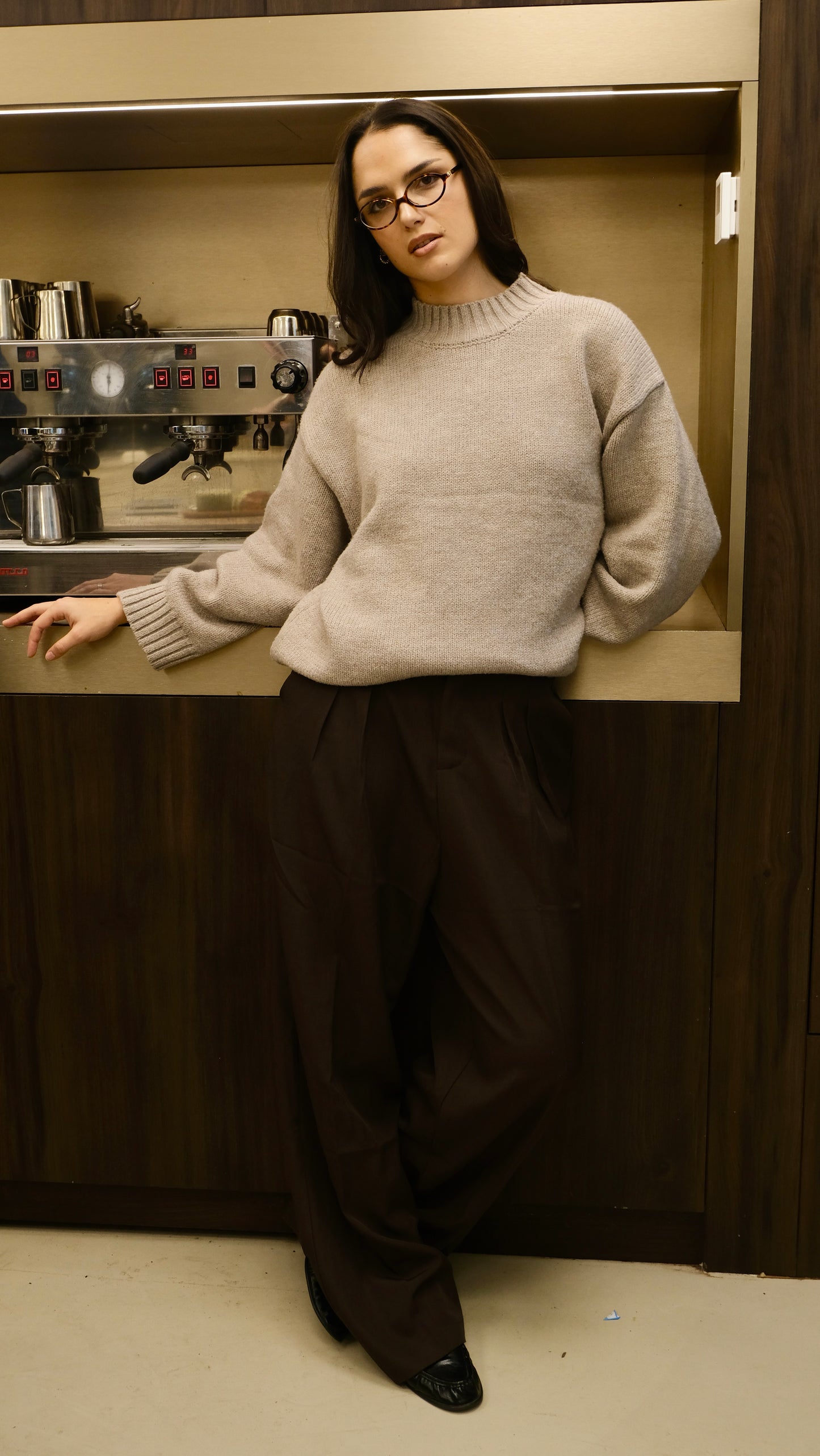 Pull col cheminée TAUPE SOFT