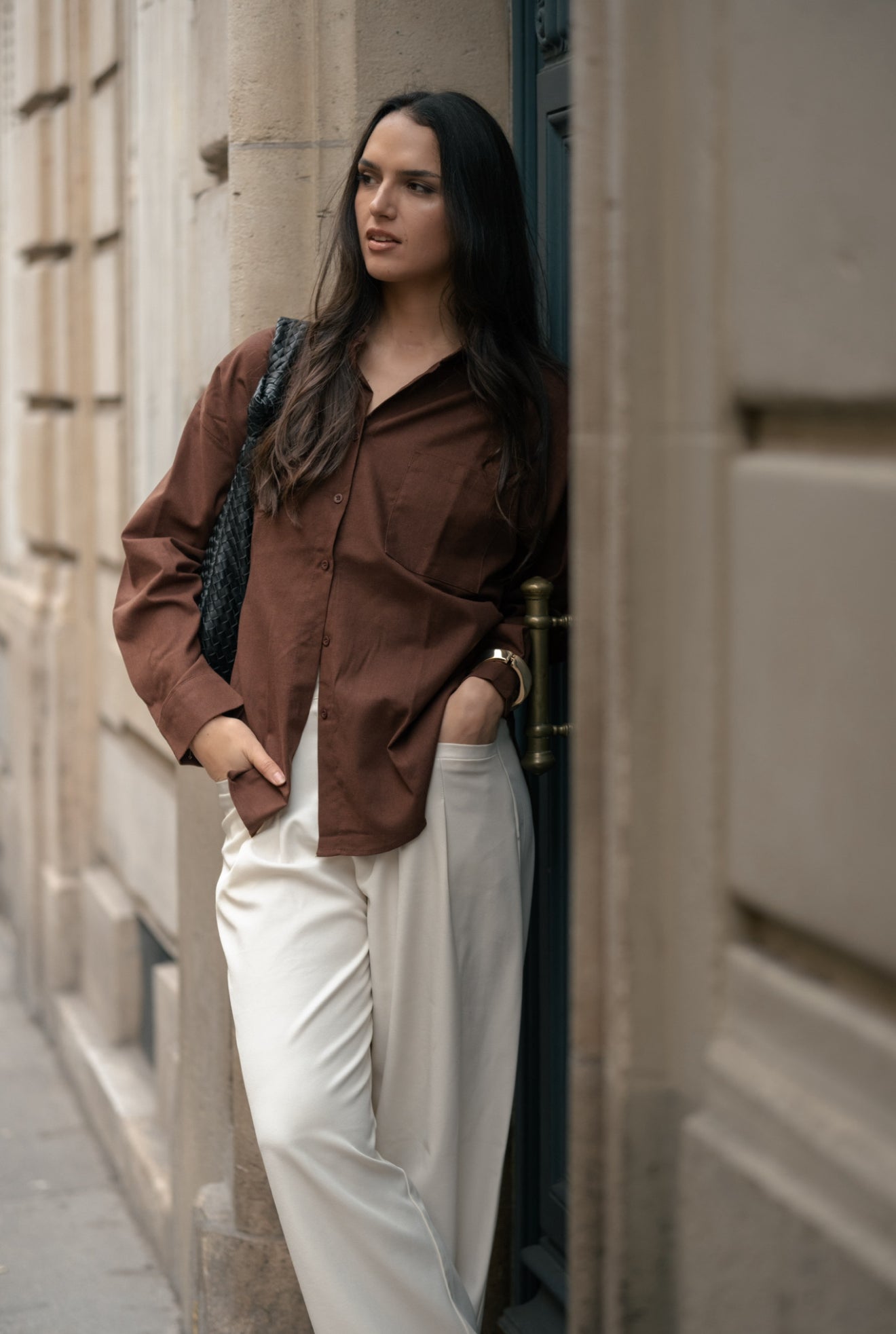 Chemise oversize marron