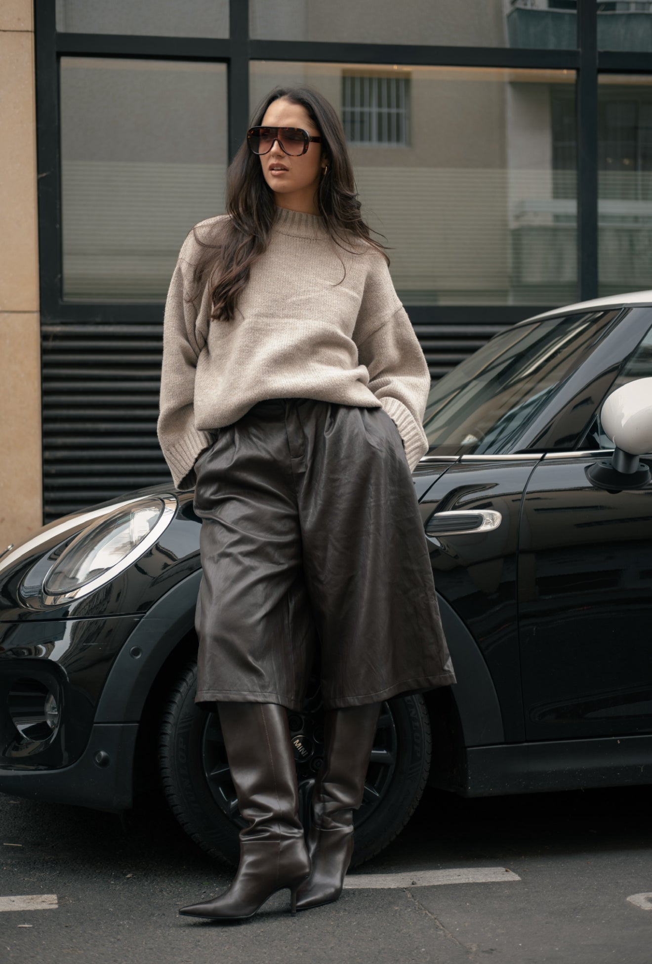 Bermuda similicuir Marron