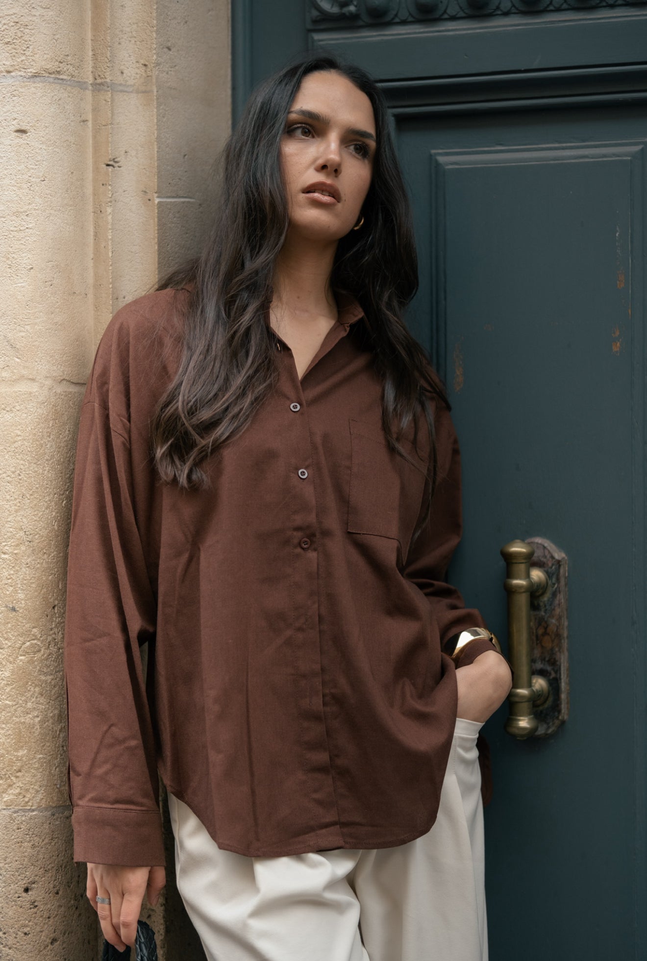 Chemise oversize marron