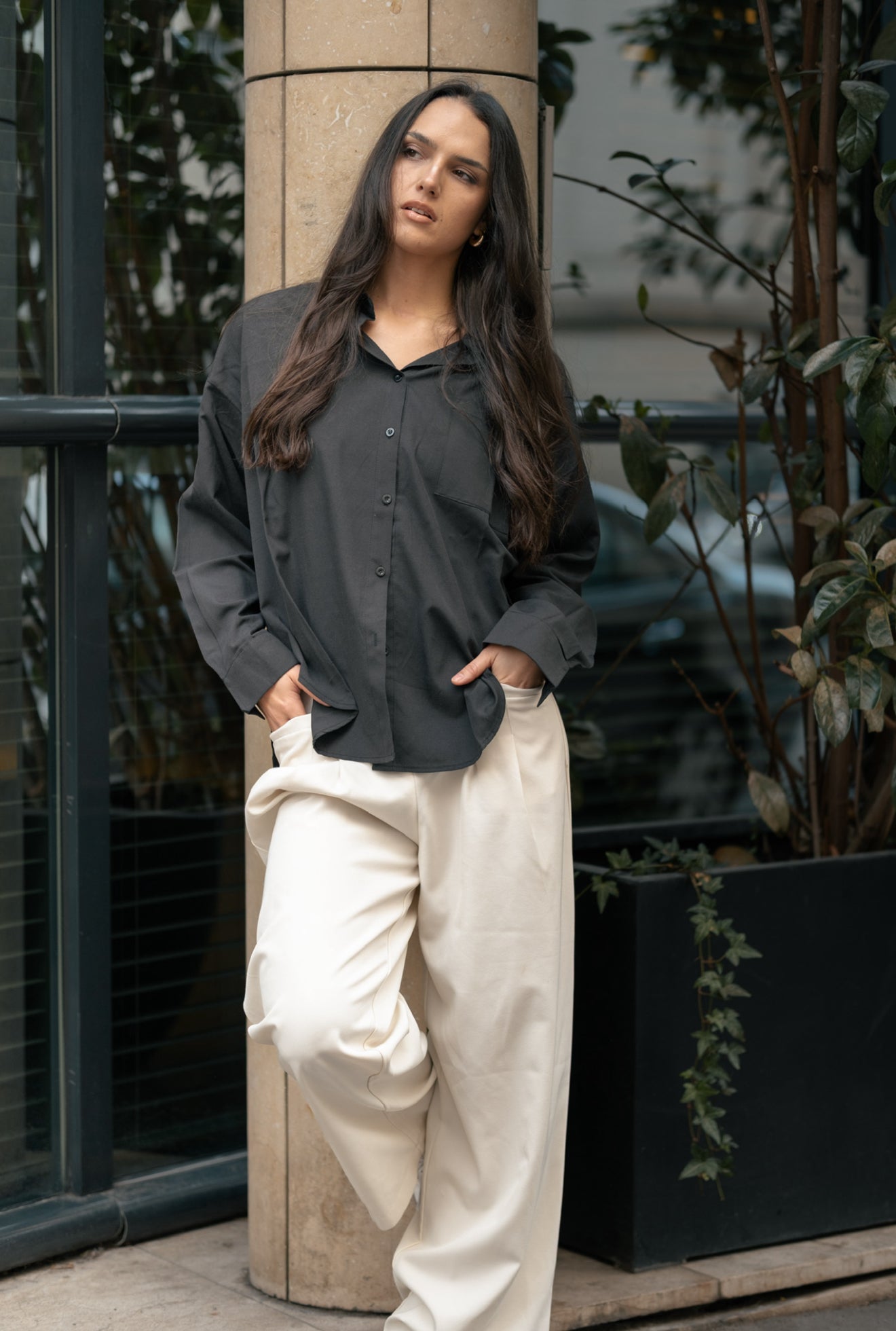 Chemise oversize noir