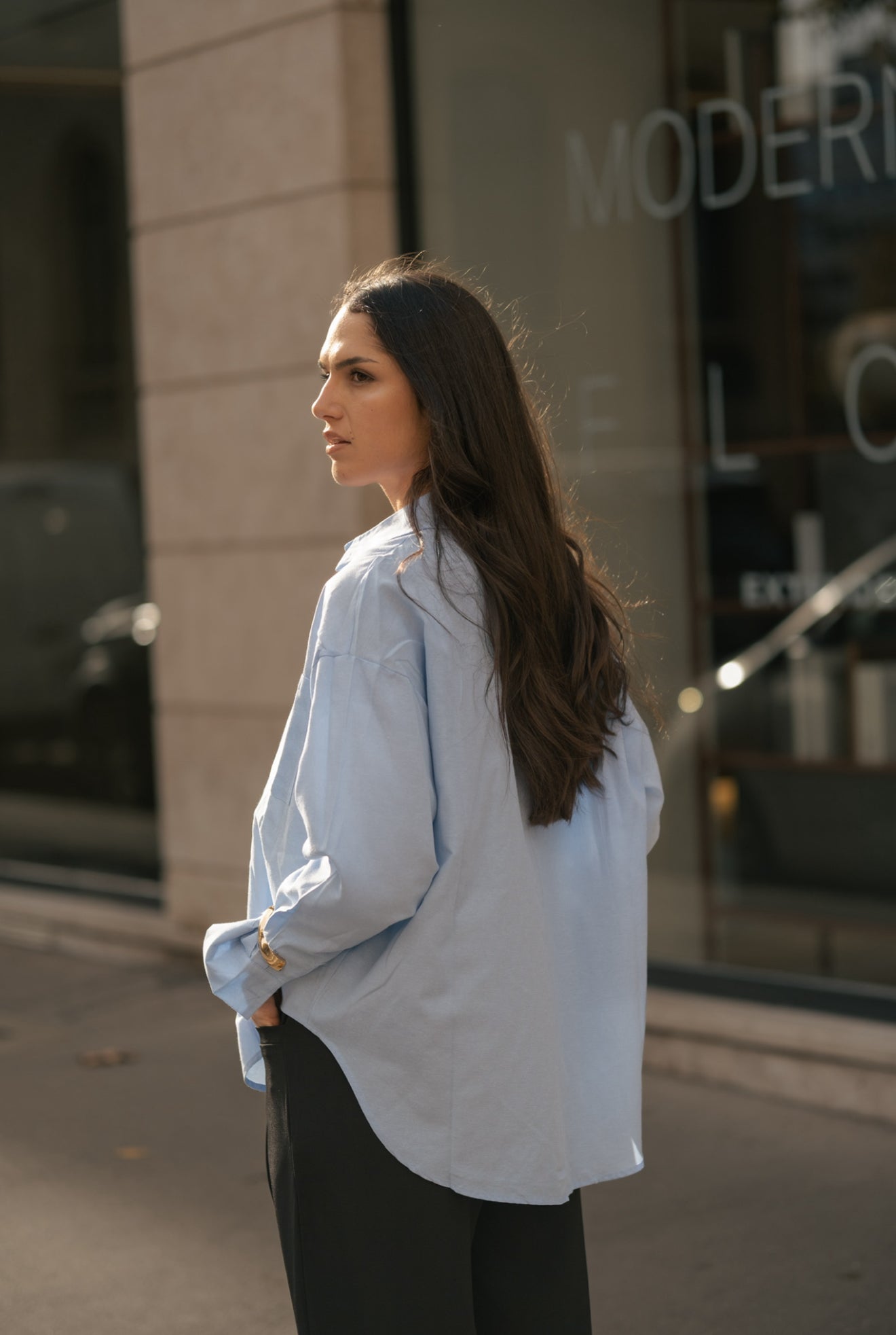 Chemise bleu oversize