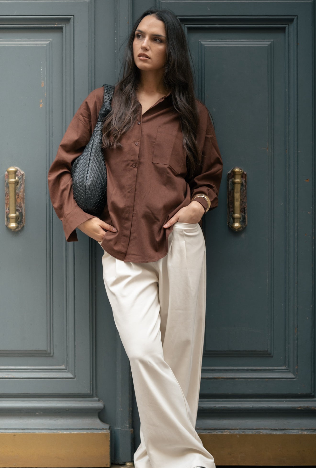 Chemise oversize marron