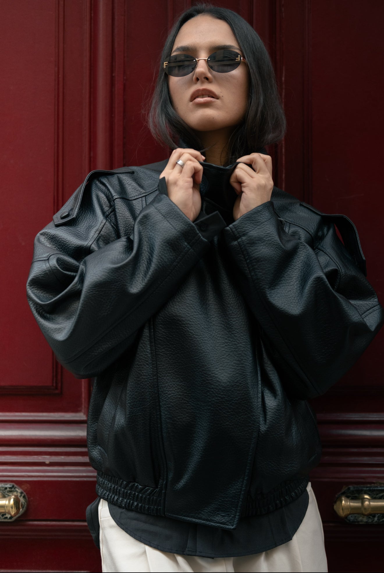 Veste en Simili Cuir Noir