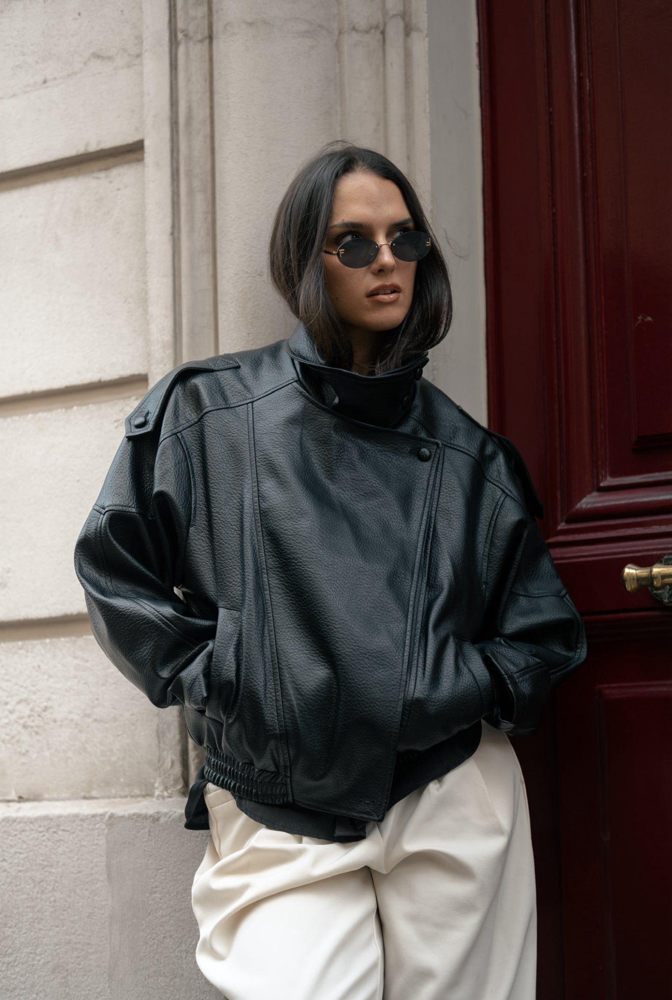 Veste en Simili Cuir Noir