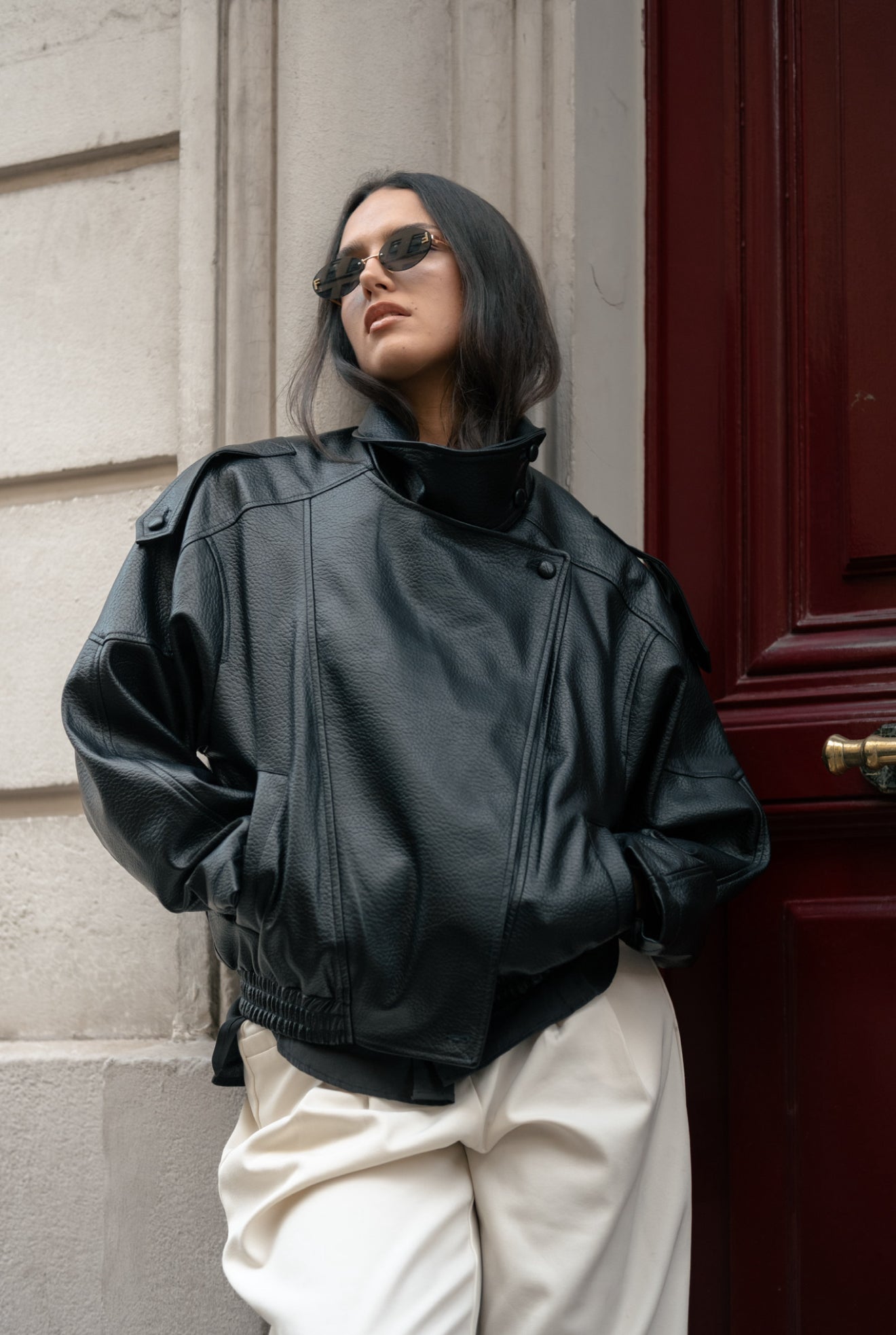 Veste en Simili Cuir Noir