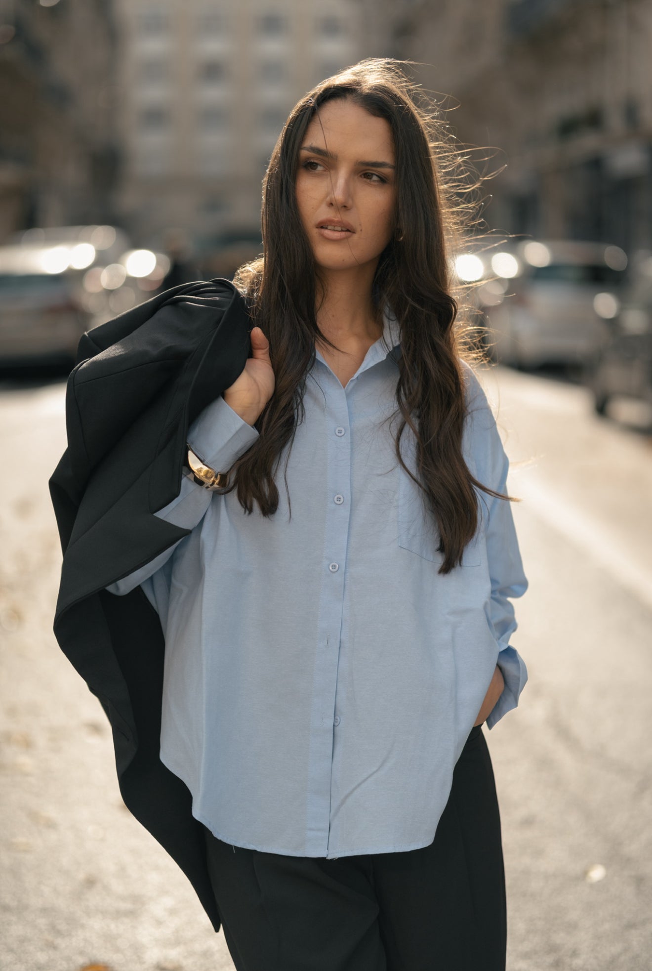 Chemise bleu oversize