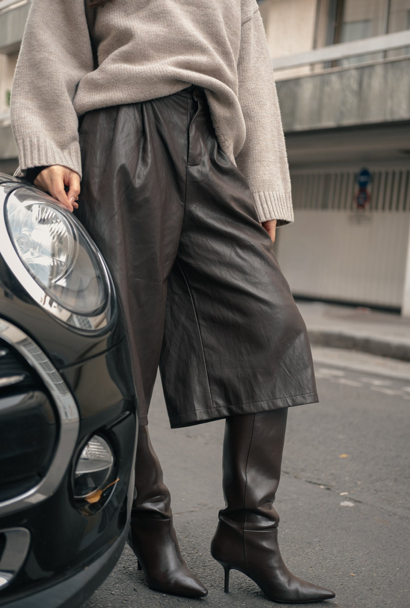 Bermuda similicuir Marron